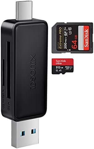 SD Kart Okuyucu 4'ü 1 Arada Aynı Anda - iDsonix SD, TF(Micro SD), CF, MS Kart Okuyucu, Kamera Hafıza Kartı için 5Gbps