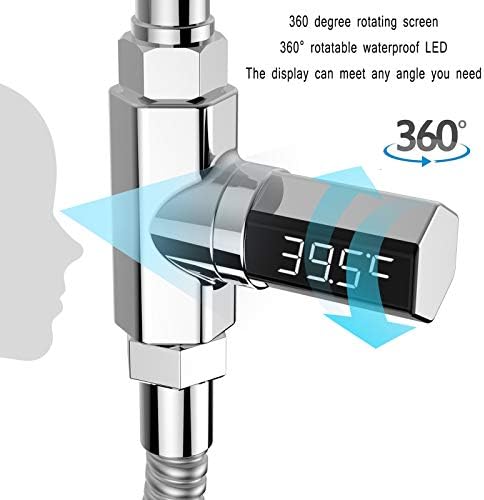 AXH Su banyosu Termometresi, LED Dijital Duş Sıcaklık Göstergesi,Aralık 5° ila 85°, 360° Dönebilen LED Ekran,Çoğu