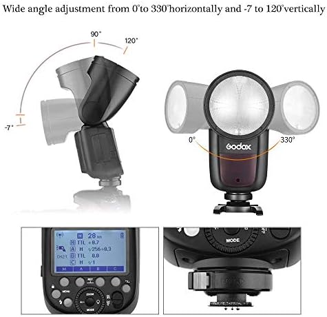 GODOX V1-S TTL yuvarlak kafa kamera flaşı 2 W LED modelleme ışığı, 1/8000 s yüksek hızlı senkronizasyon, 480 tam güç