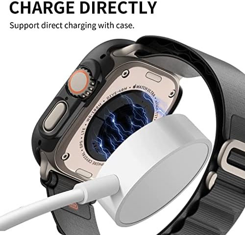 Temperli Cam Ekran Koruyucu 49mm ile Apple Watch Ultra Kılıf için WİSKİİ, 3 + 3 Paket Sert PC Kapak Tamponlu Su Geçirmez