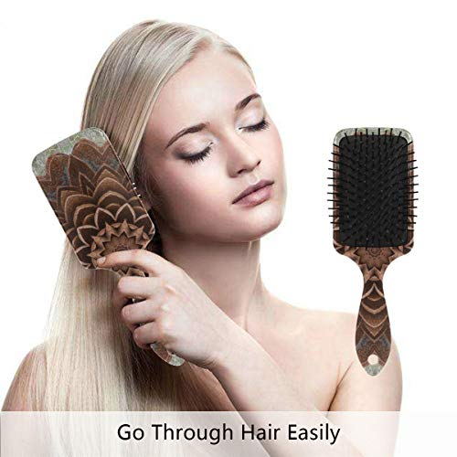 Vıpsk Hava yastığı Saç Fırçası, Plastik Renkli Kahverengi Mandala Datura, Kuru ve ıslak saçlar için Uygun iyi Masaj
