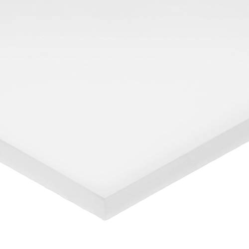 Delrin Asetal Homopolimer Plastik Levha, Beyaz, 3 inç Kalınlığında x 12 inç Genişliğinde x 12 inç Uzunluğunda