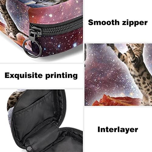 Kedi Fare Pastırma Galaxy Makyaj Çantası, Kozmetik Çantası, Kadınlar ve Kızlar için Taşınabilir makyaj çantası
