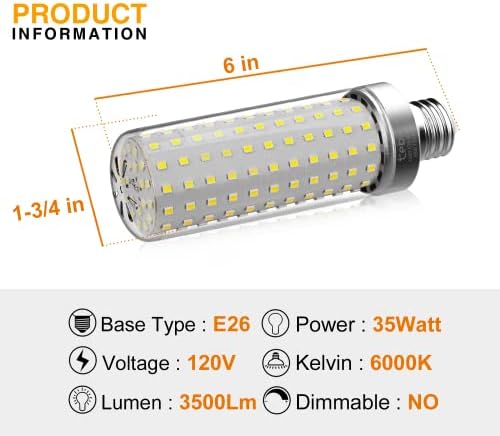 tebio 35 W Günışığı LED ışık Ampul 300 W Eşdeğer 3500 Lümen Günışığı Beyaz 6000 K, E26 / E27 Bankası Olmayan dim LED