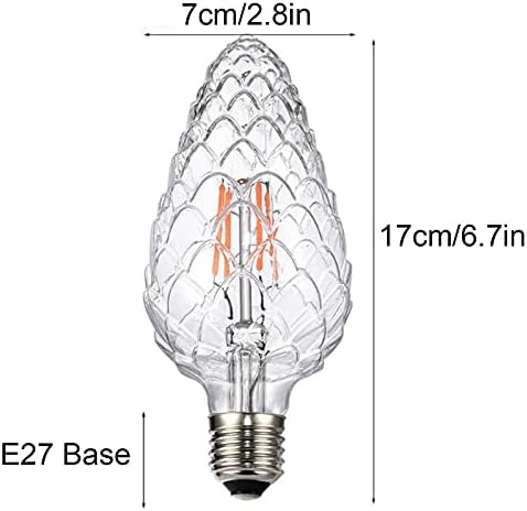 Çam Kozalağı Şekli LED Filament Ampul E27 / E26 4W Cam Kapak LED Ampul Kısılabilir Sıcak Beyaz 2300K LED ışık 40W