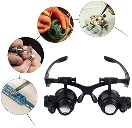 ZSEDP 4 büyütme büyüteç gözlük dürbün Lens ile 2 ışıkları kulaklık büyüteç onarım mikro oyma