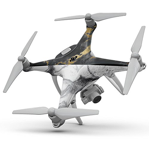 Tasarım Skinz Tasarım Skinz Beyaz-Siyah Mermer ve Dijital Altın Folyo V1 Tam Vücut Wrap çıkartma kaplama Kiti Drone