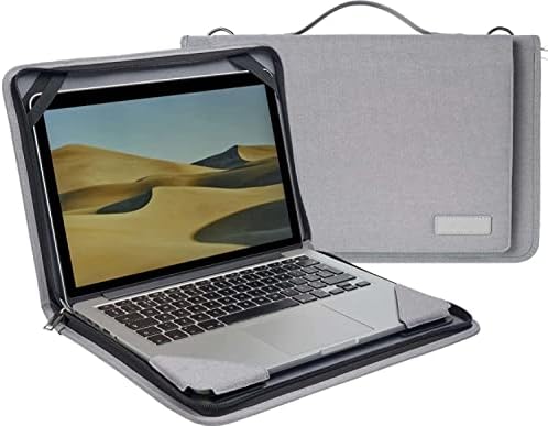 Broonel Gri Deri Dizüstü Messenger Kılıf-Acer Swift 3 SF314-57 14 inç Dizüstü Bilgisayar ile uyumlu