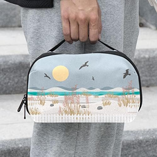 Deniz Yulaf Manzara makyaj çantası Fermuarlı Çanta Seyahat kozmetik düzenleyici Kadınlar ve Kızlar için