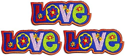 Kleenplus 3 adet. Aşk Mavi Çocuklar Karikatür Yamalar Barış İşareti Sembolü Hippi Retro Boho Çiçek Güç Ot Aşk Demir