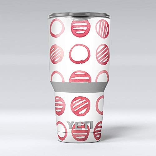 Tasarım Skinz Kırmızı Çizgili Polka Dots - Cilt Çıkartması Vinil Wrap Kiti ile Uyumlu Yeti Rambler Soğutucu Bardak