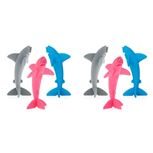 Nuby Bakım Lil Köpekbalığı Masaj Diş Fırçası, Renkler Değişebilir, 1pk, 5 (2'li Paket)