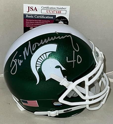 Jim Morrissey Ayılar imzalı Michigan Eyaleti Spartalılar mini kask imzalı JSA İmzalı NFL Mini Kasklar