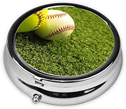 Çim Beyzbol Softbol Yuvarlak Hap Kutusu, Mini Taşınabilir Hap Kutusu, Ev için Uygun, Ofis ve Seyahat