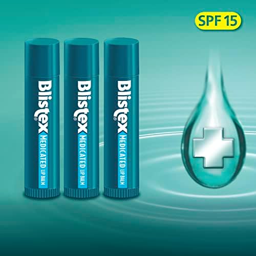 Blistex İlaçlı Dudak Balsamı, 0.15 Ons, 3'lü Paket – Kuruluğu ve Çatlamayı Önler, SPF 15 Güneşten Korunma, Nemi Kapatır,