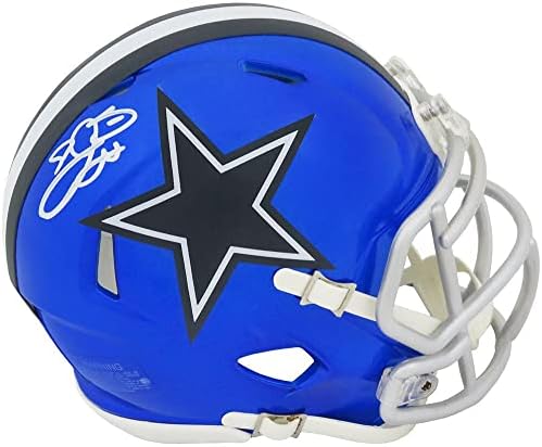 Emmitt Smith İmzalı Dallas Cowboys Flash Riddell Hızlı Mini Kask (Gümüş) - İmzalı NFL Mini Kasklar