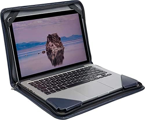 Broonel Mavi Deri Dizüstü Messenger Kılıf-ASUS ZenBook ile Uyumlu UX434FL-A6013T Dizüstü PC 14