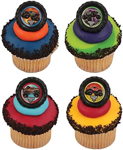 CakeDrake Blaze ve Canavar Makinesi Sebze Şeritleri Darington Lastiği (12) Cupcake Parti Yüzükleri