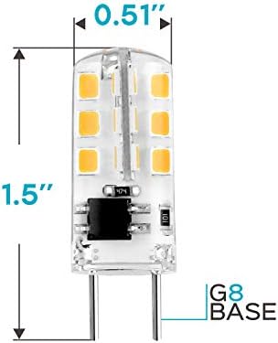 LUXRİTE G8 LED Ampul 20W Eşdeğer, 120V, 2700K Sıcak Beyaz, 140 Lümen, 2W, Silikon Kırılmaz-Dolap Altı, Avize, Disk,