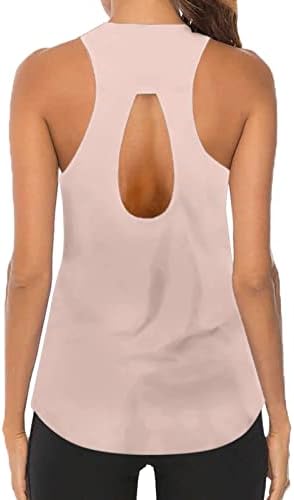 ıLUGU Womens Egzersiz O Boyun Kolsuz Nefes Backless Yoga Tankı Üstleri Gömlek Kadın Camiş T Shirt