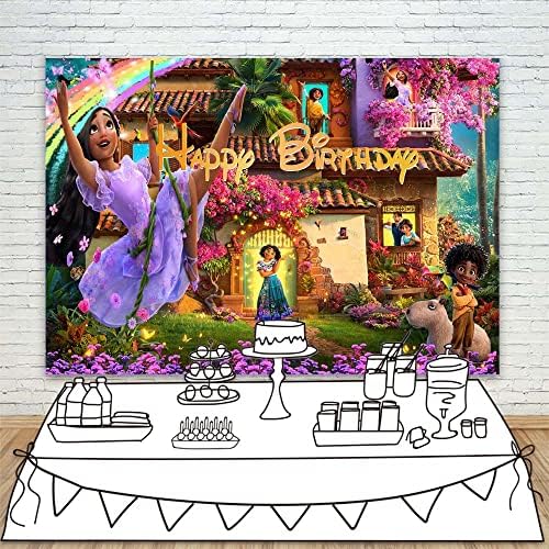 Colorwonder Encanto Parti Süslemeleri Kızlar için 7x5 Çiçek Büyülü Casita Kale Encanto Zemin Mutlu 1st Doğum Günü