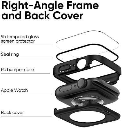 (2 in 1) Adepoy 2-Pack Su Geçirmez Kılıf Apple Ürünü için 45mm Serisi 8/7 Temperli Cam Ekran Koruyucu ile, düz Çerçeve