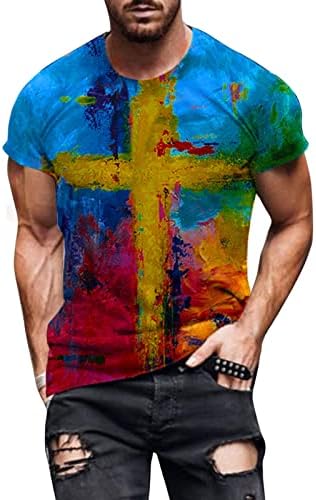 BİFUTON Gömlek Erkekler için, Erkekler 3D Baskılı kısa kollu t-shirt Komik Grafik Gömlek Ekip Boyun Tee Üstleri Bahar