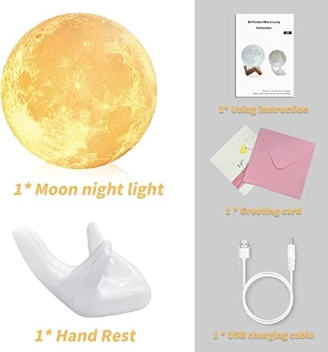 Balkwan Anneler Günü Hediyeleri Ay Lambası 3.5 inç 3D Baskı Ay ışığı Kısılabilir ve Dokunmatik Kontrol Tasarımı,Kadınlar,Çocuklar,Çocuk