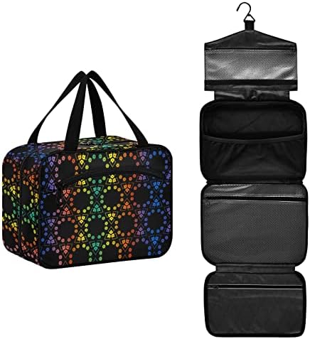 DOMIKING Gökkuşağı Geometrik Asılı makyaj çantası Taşınabilir Kozmetik Çantaları Seyahat Makyaj Organizatörler Tutucu