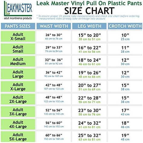 LeakMaster Yetişkin Pull-On Vinil Plastik Pantolon-Yumuşak, Sessiz ve Form Uydurma İnkontinans Su Geçirmez alt bezi