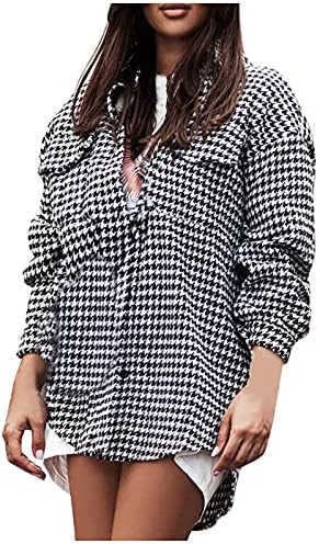 Güz Y2k Uzun Kollu Palto Kadın Şık Polyester Sıcak fermuarlı Mont Konfor Ekose V Boyun Gömlek Kadınlar için