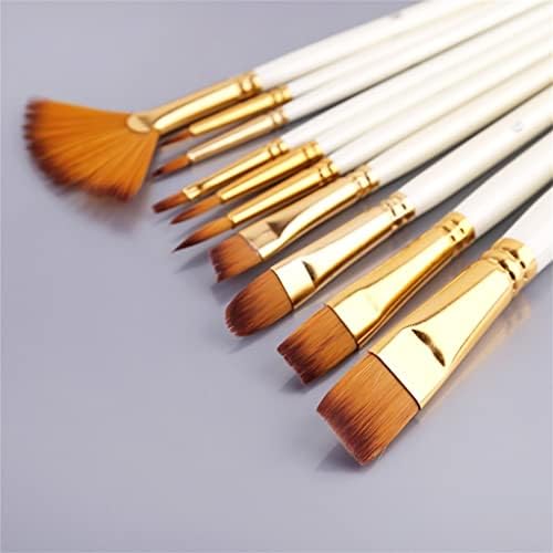 N / A 10 adet Naylon Saç Ahşap Saplı Suluboya boya Fırçası Kalem Seti DIY Yağ Akrilik Resim Sanatı Boya Fırçaları