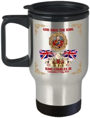 Taç giyme Töreni Seyahat Kupası, King Charles III, Paslanmaz Çelik, 14 oz, Kraliyet Hatıra Eşyası, Taç giyme Töreni