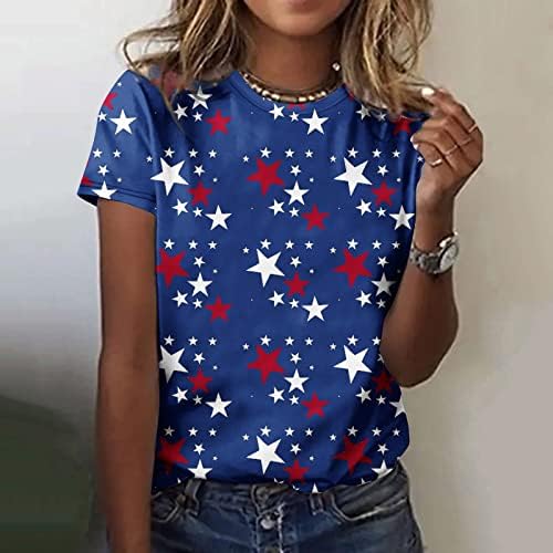 Amikadom Bayan Tees Bağımsızlık Günü Bayrağı Ayçiçeği Çiçek Grafik Bluzlar T Shirt Kısa Kollu Tekne Boyun Tees 2023