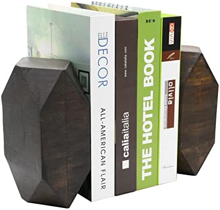 OwlGift Rustik Kahverengi Katı Bambu Geometrik Tarzı Kitap Ayracı, Ağır Kitaplar için Benzersiz Dekoratif Kitap Ayracı,