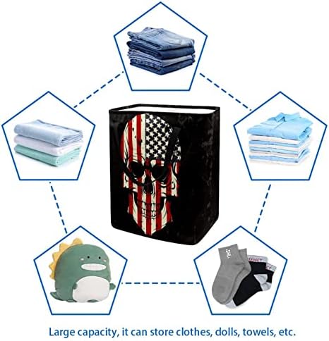 Kafatası Bayrak Baskı Katlanabilir çamaşır sepeti, 60L Su Geçirmez çamaşır sepetleri Çamaşır Kutusu Giysi Oyuncak