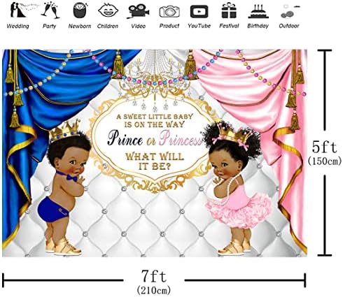 Aperturee 7x5ft Prens veya Prenses Cinsiyet Reveal Zemin Erkek veya Kız Pembe veya Mavi O Bebek Duş Parti Dekorasyon