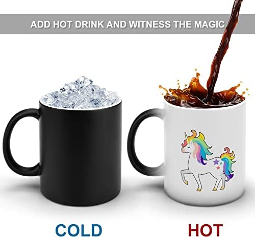 Sevimli gökkuşağı ünikorn Kahve Kupa Seramik çay bardağı Taşınabilir ısıya Duyarlı kulplu kupa Ev Ofis Seyahat için