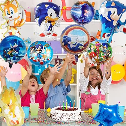 12 Adet Sonic Helyum Folyo Balonlar, kirpi tema doğum günü partisi dekorasyon çocuklar için bebek duş ev dekor