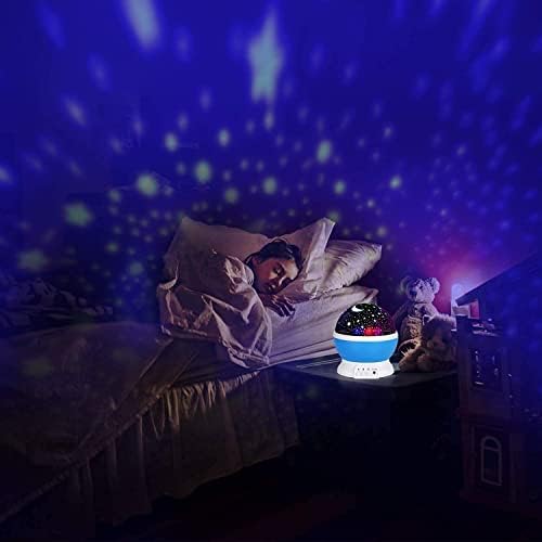 Çocuklar Yıldız gece lambası Noel, 360 Derece dönen yıldız projektör, Masa lambası 4 LED USB kablosu ile Değişen 8