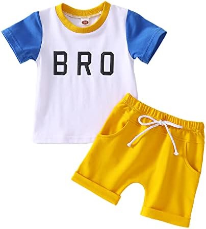 CM C & M WODRO Toddler Erkek Bebek Yaz 2 Adet Kıyafet Giysileri Mektup Baskı kısa kollu tişört Üst Düz Renk Şort Giyim