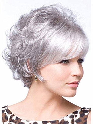 MagicaLove kısa gri beyaz doğal kadın insan saçı peruk normal yaşam için