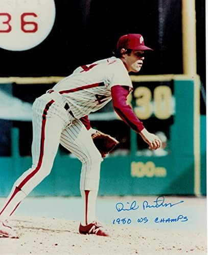 Dick Ruthven Philadelphia Phillies İmzalı 8x10 Fotoğraf Yazılı 80 WSC İmzalı - İmzalı MLB Fotoğrafları