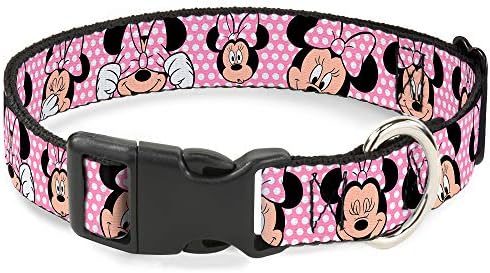 Tokalı Plastik Klips Yaka-Minnie Mouse İfadeleri Puantiyeli Pembe / Beyaz-1 Geniş-9-15 Boyuna Uyar-Küçük