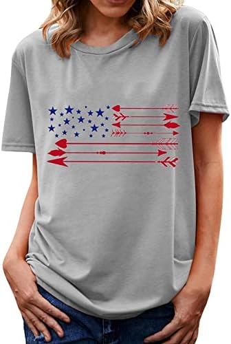 Bağımsızlık Günü Gömlek Kadınlar için Amerikan Bayrağı 4th Temmuz T-Shirt Kısa Kollu Bluz Şık Rahat Grafik Tee