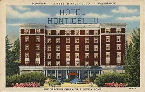 Otel Montıcello Longvıew, Washıngton WA Orijinal Antıka Kartpostal