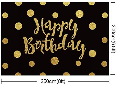 Altın ve Siyah Mutlu Doğum Günü Fotoğraf Arka Plan / Doğum Günü Tatlı masa süsü Afiş / 8'x6.5'(250x200 cm) vinil fotoğraf