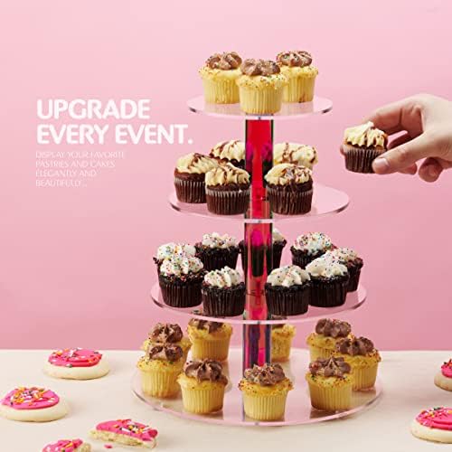 36 Cupcakes için 4 Katmanlı Akrilik Cupcake Standı, En İyi Gıda Sınıfı Akrilikten Yapılmış Cupcake Kulesi, Modern