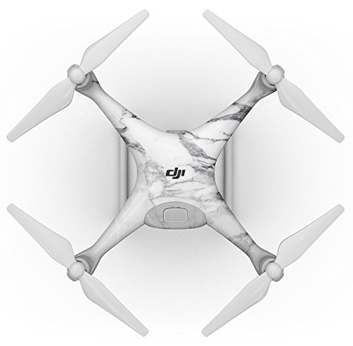 Tasarım Skinz Tasarım Skinz Beyaz ve Gri Mermer Yüzey V3 Tam Vücut Wrap çıkartma kaplama Kiti ile Uyumlu Drone DJI