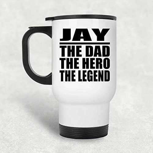 Designsify Jay Baba Kahraman Efsane, Beyaz Seyahat kupa 14 oz Paslanmaz Çelik termos kupa, hediyeler için Doğum Günü
